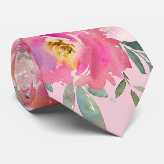 Hübsche Rose Floral Neck Tie Krawatte (Gerollt)