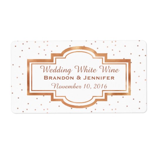 Hübsche Rose Gold Custom Wedding Mini Wine Labels (Vorne)