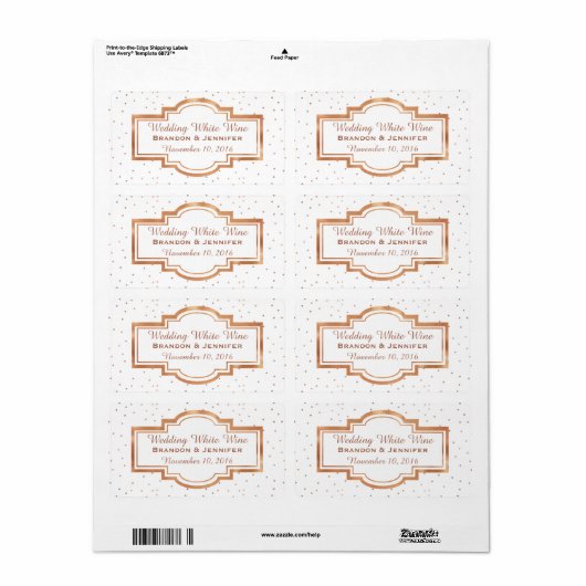 Hübsche Rose Gold Custom Wedding Mini Wine Labels (Vorne)