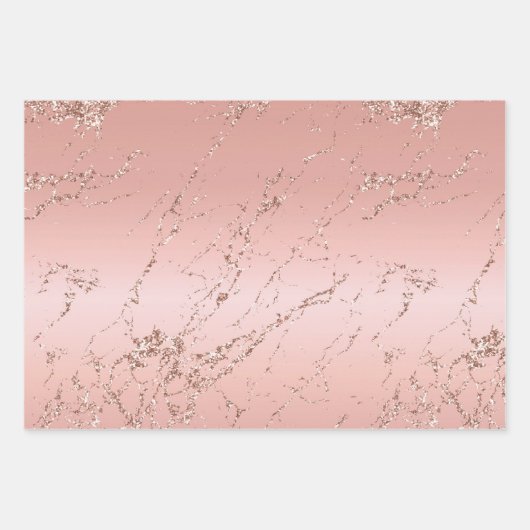 Hübsche Rose Gold Glitzer Streams Geschenkpapier Set (Vorderseite)