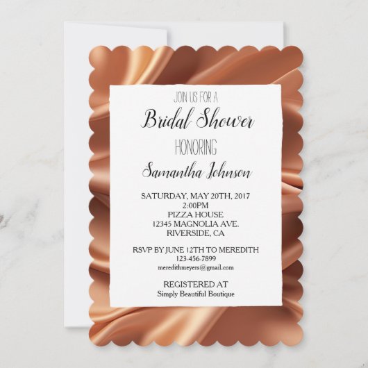 Hübsche Rose Gold Imitats Satin Brautparty Einladung (Vorderseite)