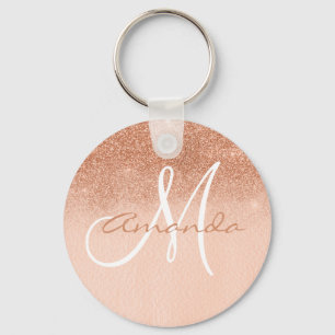 Hübsche Rose Gold Ombre Monogram Personalisiert Schlüsselanhänger