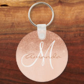 Hübsche Rose Gold Ombre Monogram Personalisiert Schlüsselanhänger (Vorderseite)