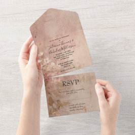 Hübsche Rose Gold Paint Floral All In One Einladung