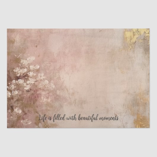 Hübsche Rose Gold Paint Floral Seidenpapier (Vorderseite)