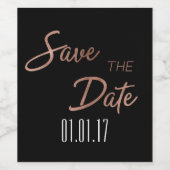 Hübsche Rose Gold Save the Date Weinetikett (Einzelnes Label)