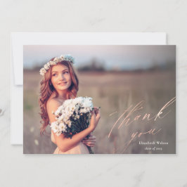 Hübsche Rose Gold Script Foto Abschluss Vielen Dan Dankeskarte