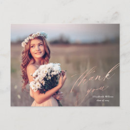 Hübsche Rose Gold Script Foto Abschluss Vielen Dan Postkarte