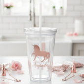 Hübsche Rose Gold Unicorn Personalisiert Girly Acryltrinkbecher