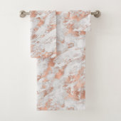 Hübsche Rose Gold Weißer Glitzy Marmor Badhandtuch Set (Insitu)