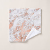 Hübsche Rose Gold Weißer Glitzy Marmor     Badhandtuch Set (Waschlappen)