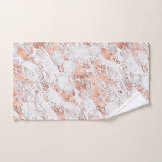 Hübsche Rose Gold Weißer Glitzy Marmor Badhandtuch Set (Handtuch)