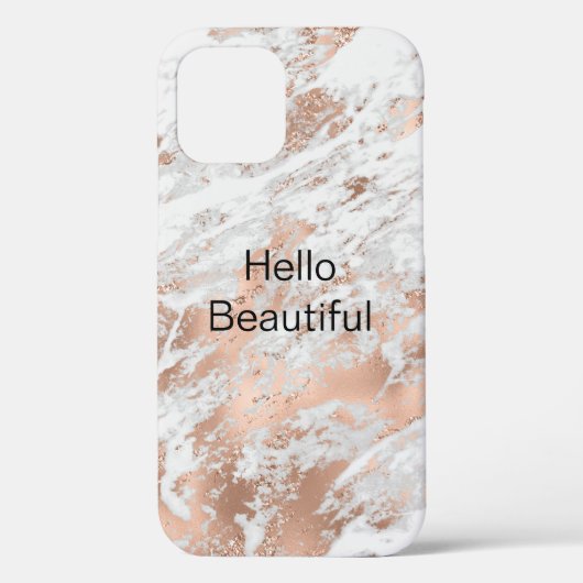 Hübsche Rose Gold Weißer Glitzy Marmor Case-Mate iPhone Hülle (Rückseite)