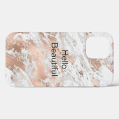 Hübsche Rose Gold Weißer Glitzy Marmor Case-Mate iPhone Hülle (Rückseite (Horizontal))