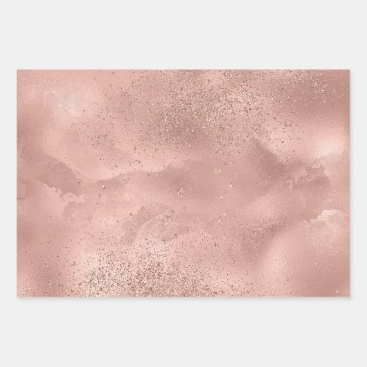 Hübsche Rose Gold Weißer Glitzy Marmor Geschenkpapier Set (Vorderseite 2)