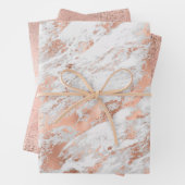 Hübsche Rose Gold Weißer Glitzy Marmor Geschenkpapier Set (Beispiel)