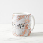 Hübsche Rose Gold Weißer Glitzy Marmor Kaffeetasse (VorderseiteRechts)