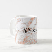 Hübsche Rose Gold Weißer Glitzy Marmor Kaffeetasse (Vorderseite Links)