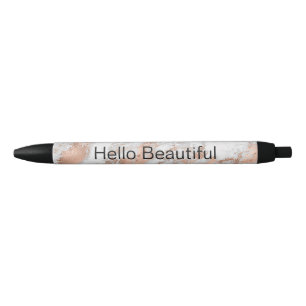 Hübsche Rose Gold Weißer Glitzy Marmor Kugelschreiber