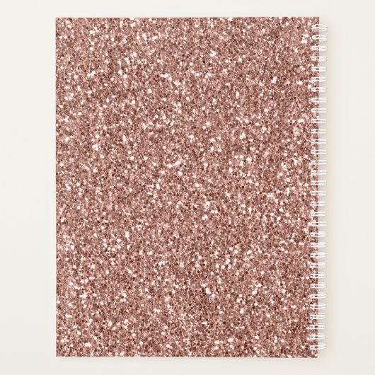 Hübsche Rose Gold Weißer Glitzy Marmor Planer (Rückseite)