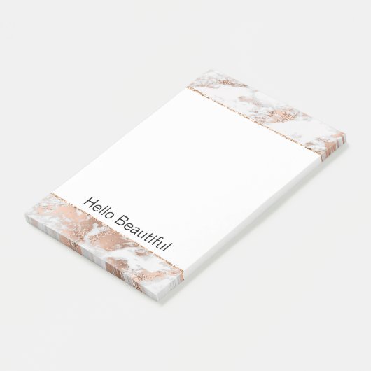 Hübsche Rose Gold Weißer Glitzy Marmor Post-it Klebezettel (angewinkelt)