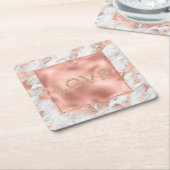 Hübsche Rose Gold Weißer Glitzy Marmor Rechteckiger Pappuntersetzer (angewinkelt)