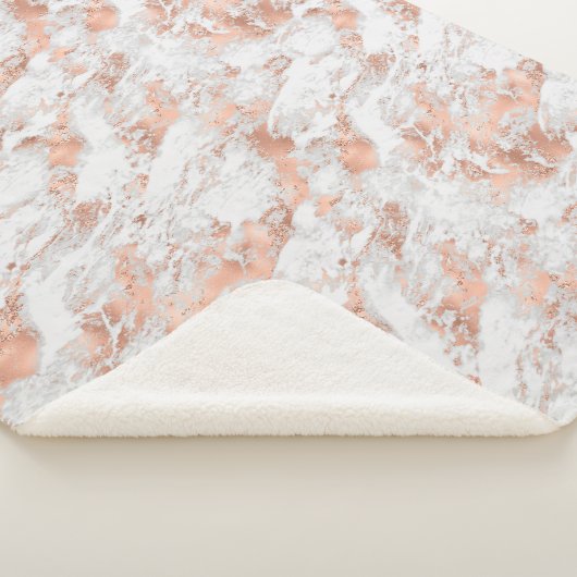 Hübsche Rose Gold Weißer Glitzy Marmor Sherpadecke (3/4)