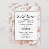 Hübsche Rose Gold Weißes Glitzy Marble Brautparty Einladung (Vorne/Hinten)