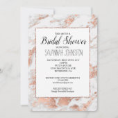 Hübsche Rose Gold Weißes Glitzy Marble Brautparty Einladung (Vorderseite)