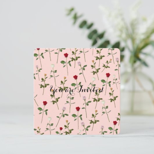 Hübsche Rose Kinderdusche Einladung (Stehend Vorderseite)