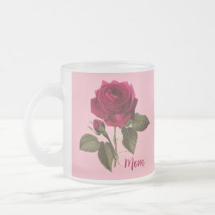 Hübsche Rose Mattierte Tasse aus Glas für Mama - b
