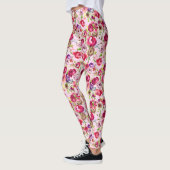 Hübsche Rose Pink Chic Wasserfarbe Peony Leggings (Links)