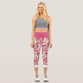 Hübsche Rose Rosa Bläserchische Girl-Monogramm Capri Leggings (Vorderseite)