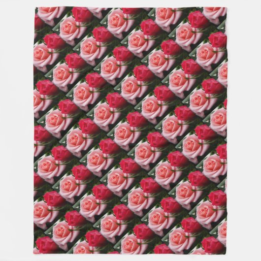 Hübsche Rose rosa Blumenmuster Fleecedecke (Vorderseite)