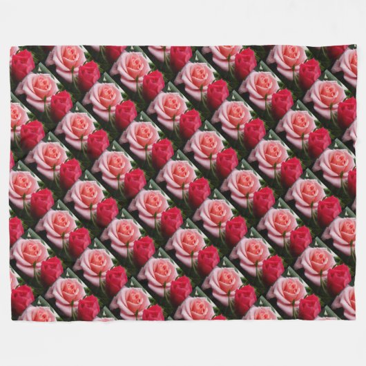 Hübsche Rose rosa Blumenmuster Fleecedecke (Vorderseite (Horizontal))