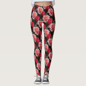 Hübsche Rose rosa Blumenmuster Leggings (Vorderseite)