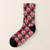 Hübsche Rose rosa Blumenmuster Socken (Links - Außen)