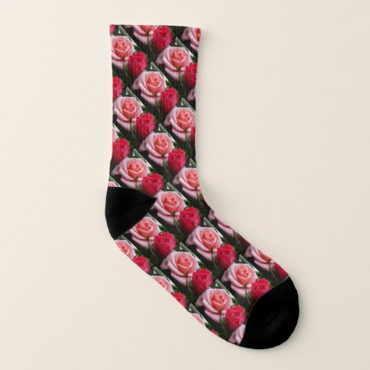 Hübsche Rose rosa Blumenmuster Socken (Links - Innen)