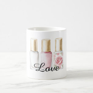 Hübsche Rose Rosa Blumennagel Polnisch Kaffeetasse