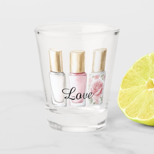 Hübsche Rose Rosa Blumennagel Polnisch Schnapsglas (Vorderseite)