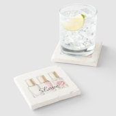 Hübsche Rose Rosa Blumennagel Polnisch Steinuntersetzer (Seitenansicht)