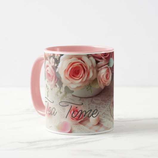 Hübsche Rose Rosa Combo Tasse (Vorderseite Links)