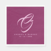 Hübsche Rose Rosa Hochzeit Napkins mit Namen Serviette (Vorderseite)