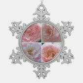 Hübsche Rose Schneeflocken Zinn-Ornament (Vorderseite)