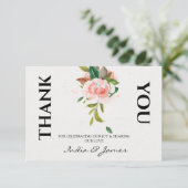 Hübsche Rose und Blattwerk Hochzeit Vielen Dank Dankeskarte (Stehend Vorderseite)