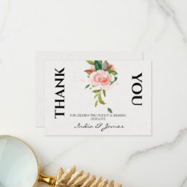 Hübsche Rose und Blattwerk Hochzeit Vielen Dank Dankeskarte