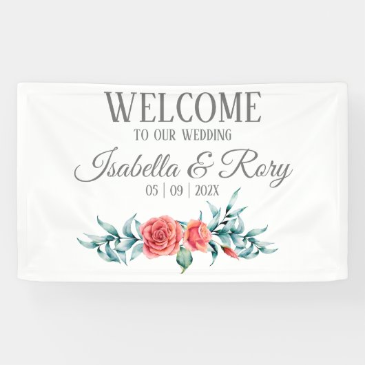 Hübsche Rose und Eucalyptus Bouquet Wedding Banner (Horizontal)