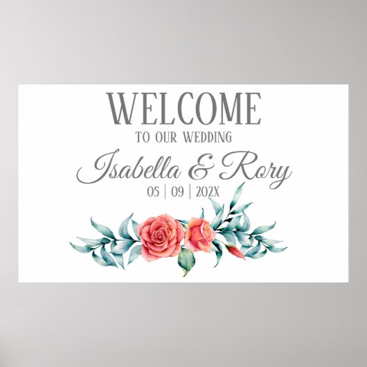 Hübsche Rose und Eucalyptus Bouquet Wedding Poster (Vorne)