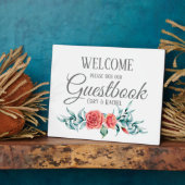Hübsche Rose und Eucalyptus Guestbook Tabletop Fotoplatte (Seite)