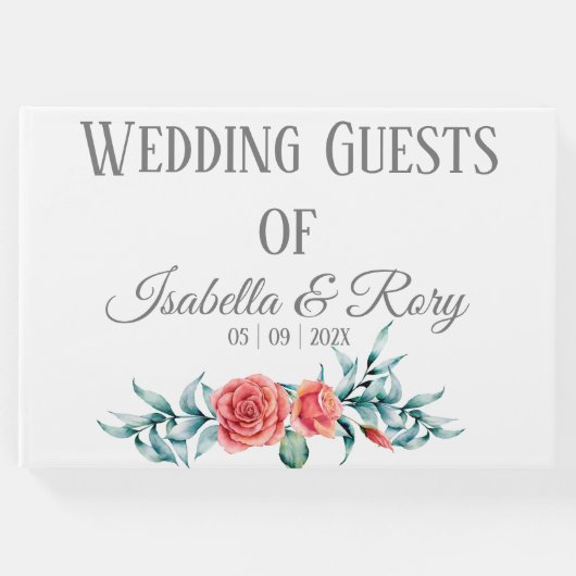 Hübsche Rose und Eukalyptus Bouquet Wedding Gästebuch (Vorderseite)